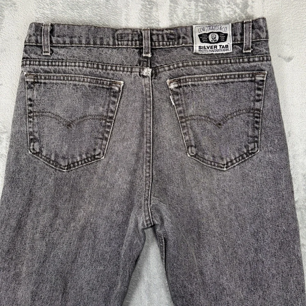 vintage levi's 512 silver tab denim jeans‎ size 34x33 acid wash black grunge 90s